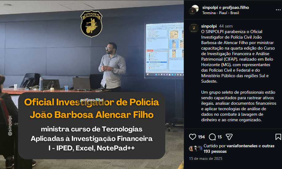 João Barbosa de Alencar Filho — Curso SENASP MJ